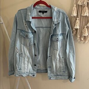 Stylish Light Blue Distressed Denim Jacket